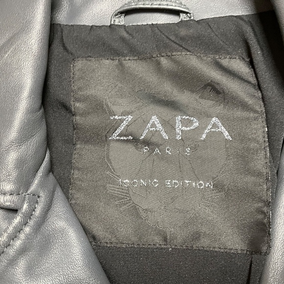 ZAPA PARIS Perfecto 100% Lamb Leather Grey Hancore Moto Jacket France Sz 36 US 4 - Picture 5 of 16